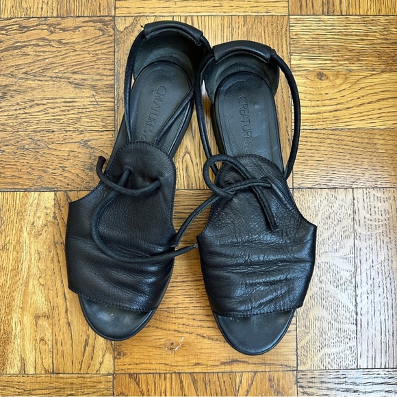 Creatures of Comfort Black Leather Sandals - Picture 1 of 4